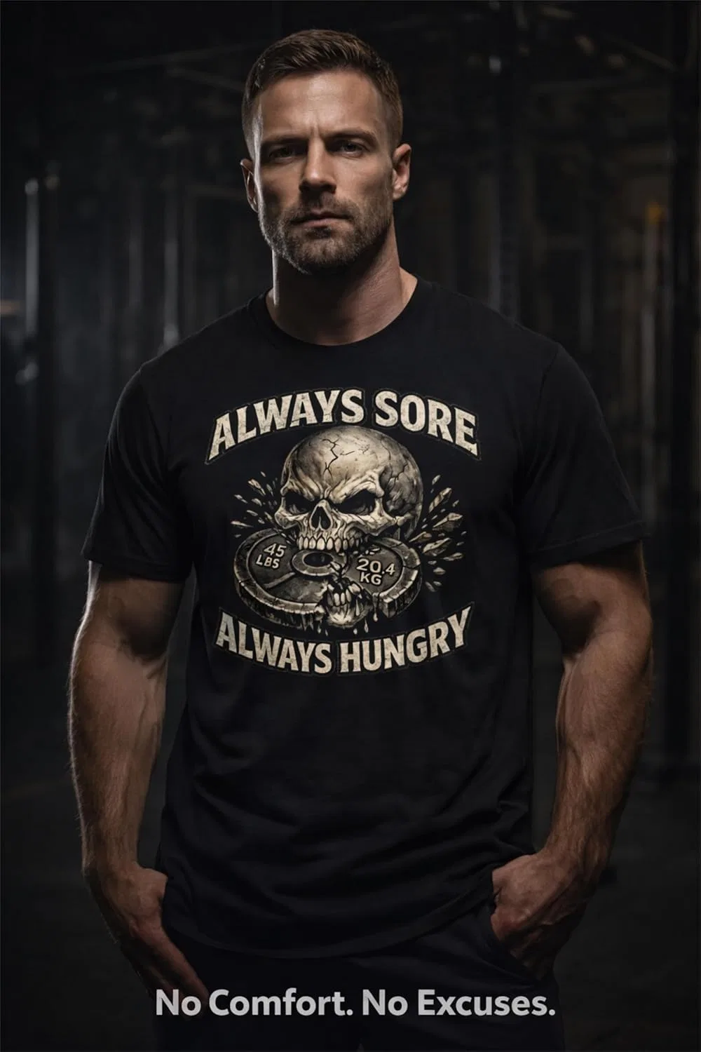 Футболка Always Sore Always Hungry - темная мотивация для тренажерного зала, поднятия тяжестей, дисциплины и силы духа GENERIC, Cvc Charcoal — фото 3