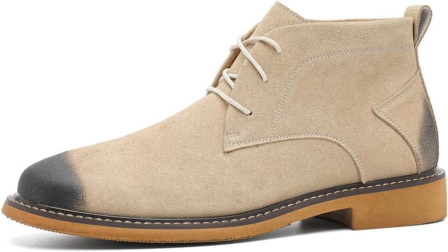 

Мужские ботинки из замши и искусственной кожи ПУ, оксфорды на щиколотку, Шнуровка, чукка-ботинки для работы, повседневного и делового стиля, Легкие, удобные, классические в стиле челси Generic, слоновая кость