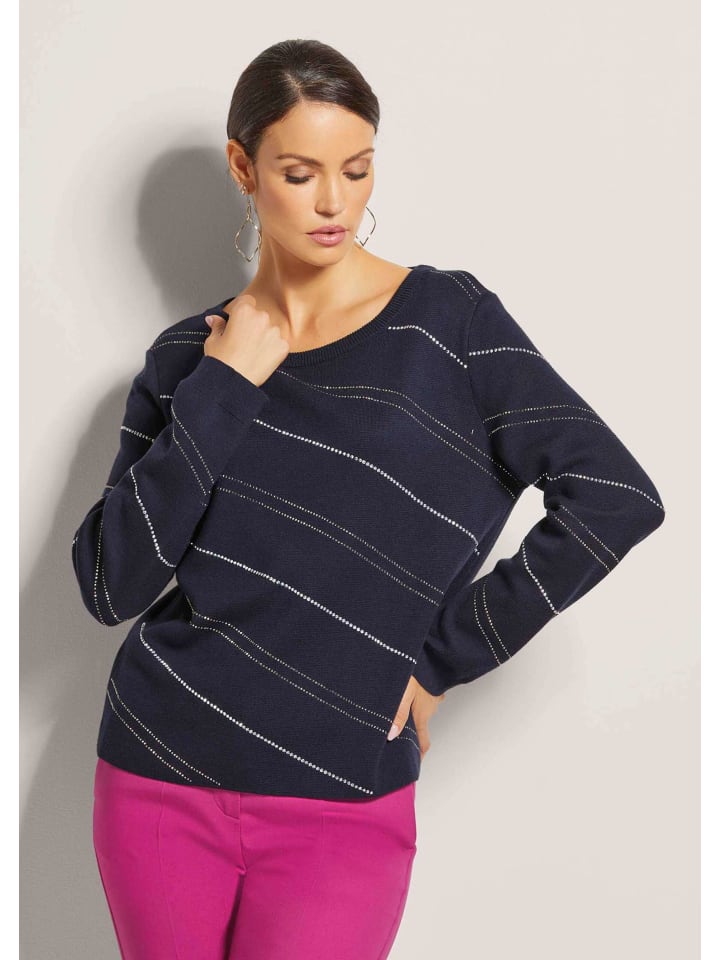 

MADELEINE Свитер с декоративными камнями темно-синего/серебристого цвета