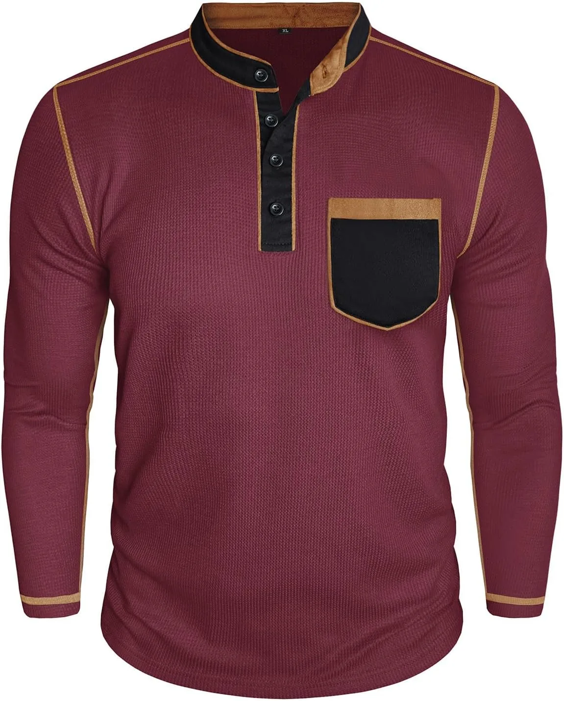 

Мужская футболка-поло с длинным рукавом Waffle Henley Lmdudan