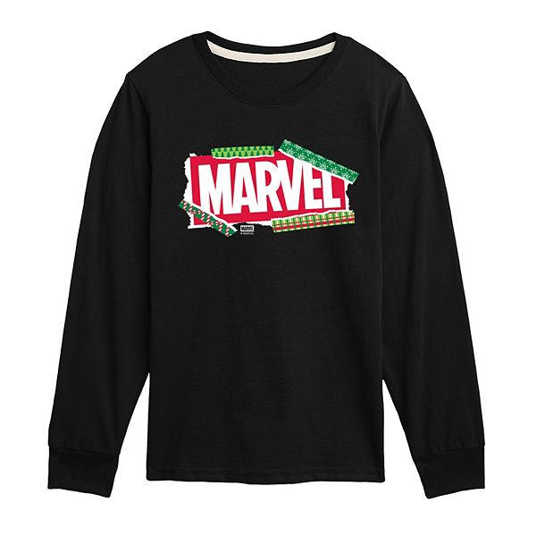 

Футболка с длинным рукавом и принтом для мальчиков 8-20 Marvel, Black