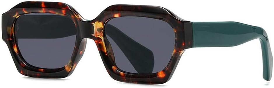 

Мужские солнцезащитные очки с градиентным переходом, защита от УФ-излучения UV400, ретро-многоугольные, женские оранжевые солнцезащитные очки TKKTLLT, Leopard Green Grey