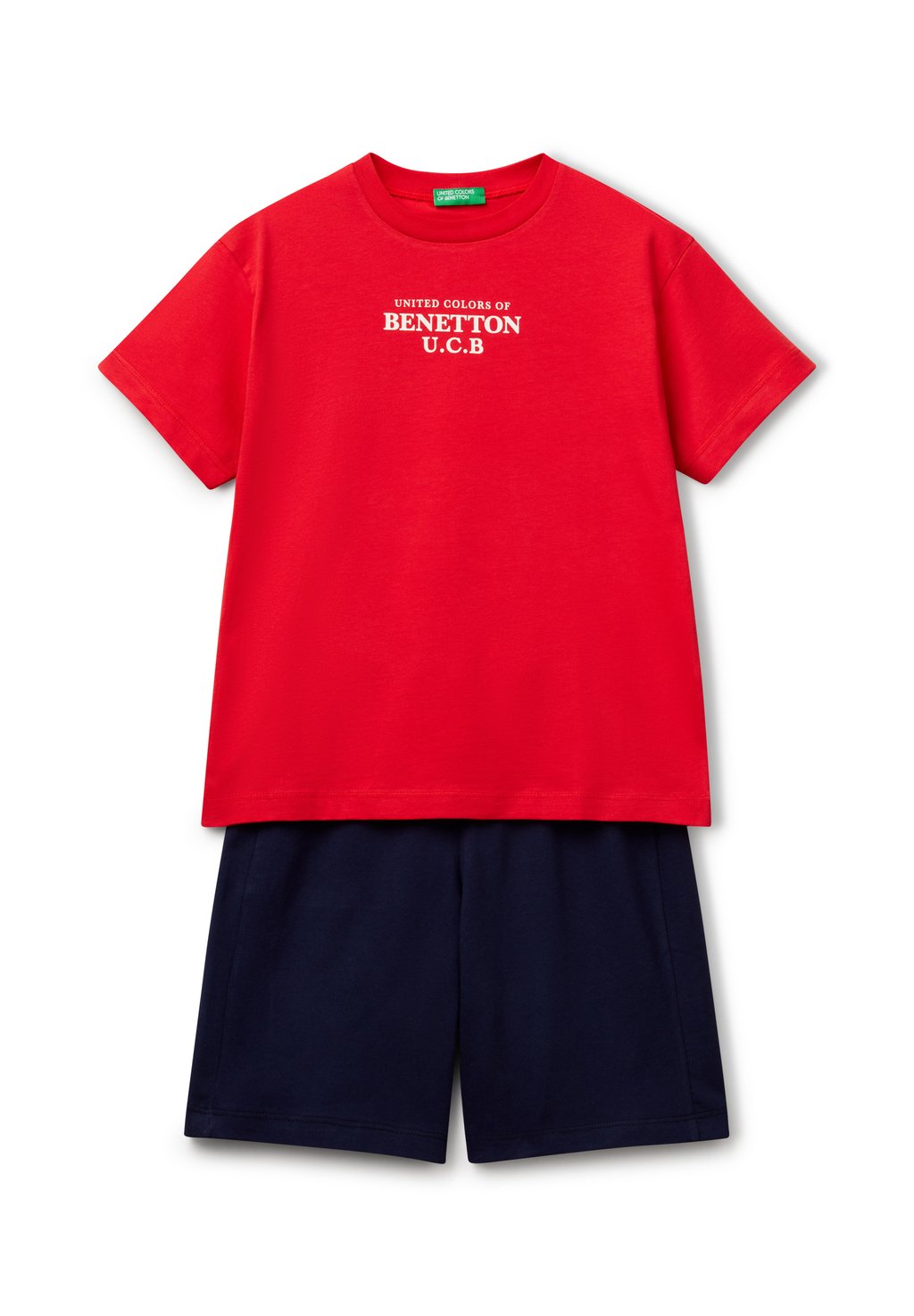 

Футболка с принтом SET SHORT SLEEVE FRONT BERMUDAS WITH DRAWSTRING WAIST AND LOGO ON BACK POCKET United Colors of Benetton, красный
