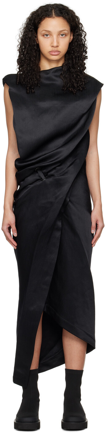 

Черное обволакивающее платье-миди Issey Miyake, цвет Black, Черный, Черное обволакивающее платье-миди Issey Miyake, цвет Black