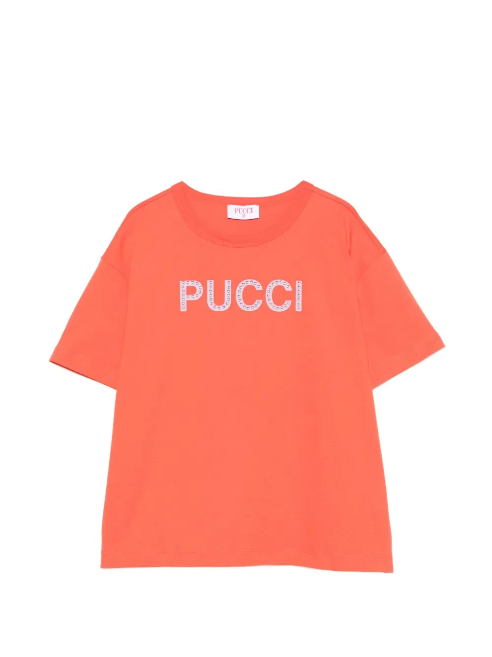 Футболка с логотипом, украшенным стразами Pucci Junior, красный