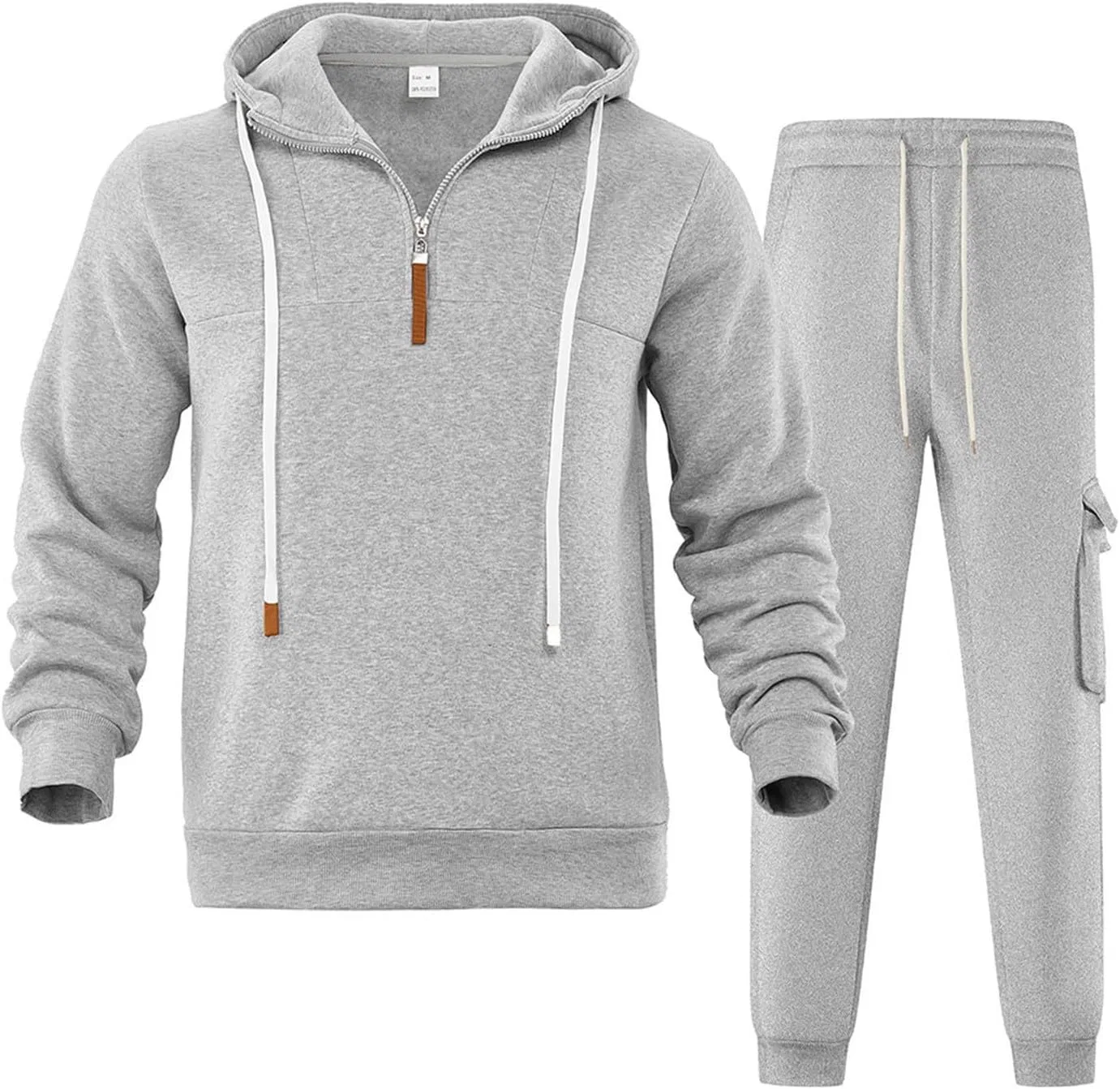 Мужской спортивный костюм с капюшоном, свободный, Light Gray — фото 2