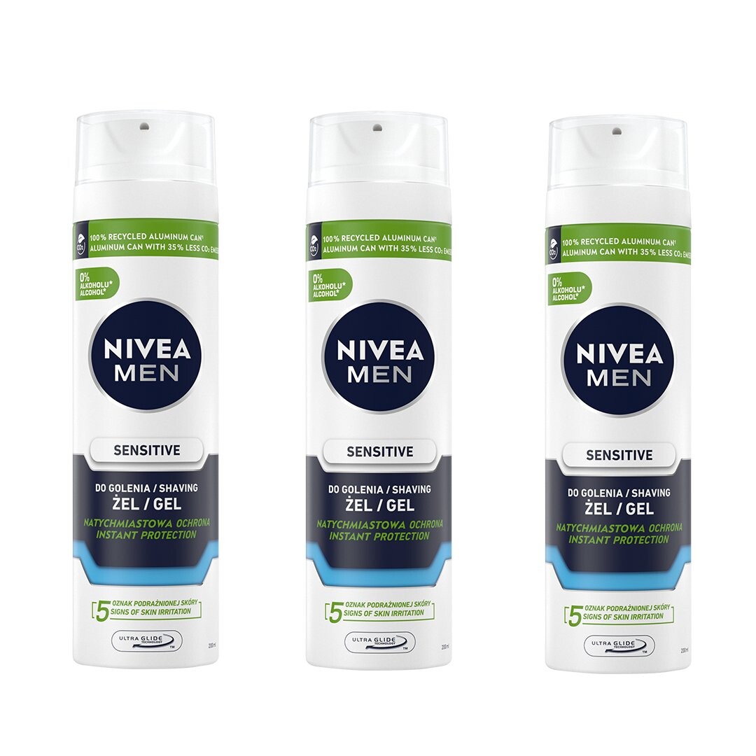 

Nivea Men, Sensitive, Гель для бритья, 3x200 мл