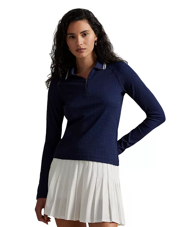 

Рубашка-Поло с длинными рукавами и застежкой-молнией до середины груди Ralph Lauren, синий