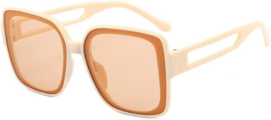 

Солнцезащитные очки в крупной квадратной оправе для женщин, с полыми дужками, для мужчин (цвет слоновой кости, оттенок "чайные хлопья") Weloveushop, Ivory White Tea Flakes