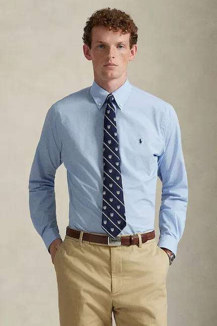 Рубашка из эластичного хлопка Polo Ralph Lauren, синий