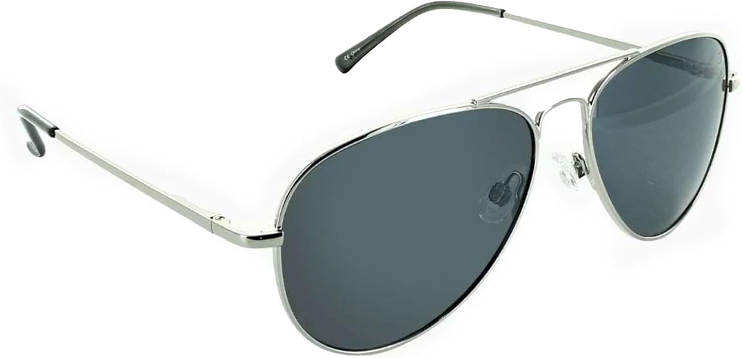 

Поляризованные солнцезащитные очки-авиаторы Optic Nerve Estrada – легкая классическая оправа, защита от УФ-излучения, антибликовое покрытие – унисекс, Shiny Silver - Smoke Lens