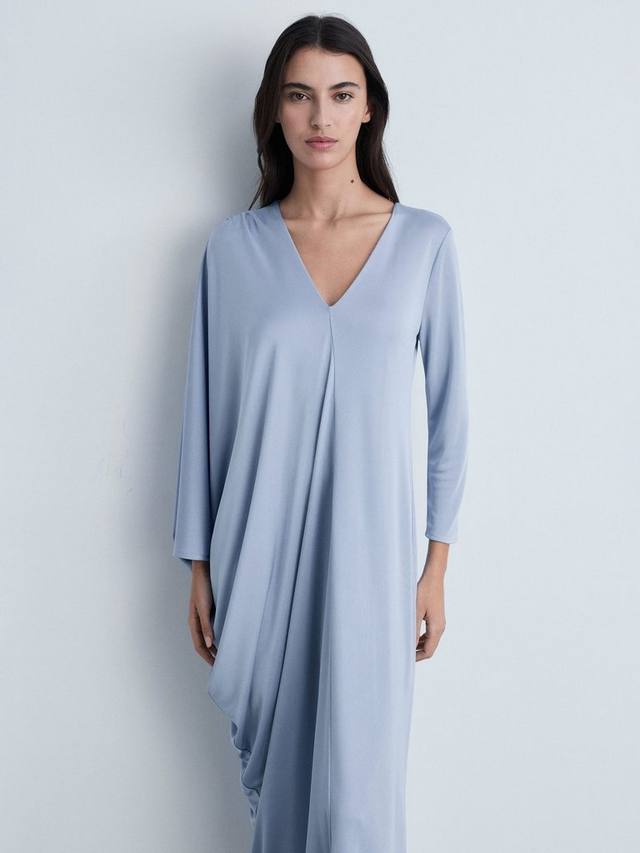 

Асимметричное шифоновое платье leia Mango, цвет Pastel Blue