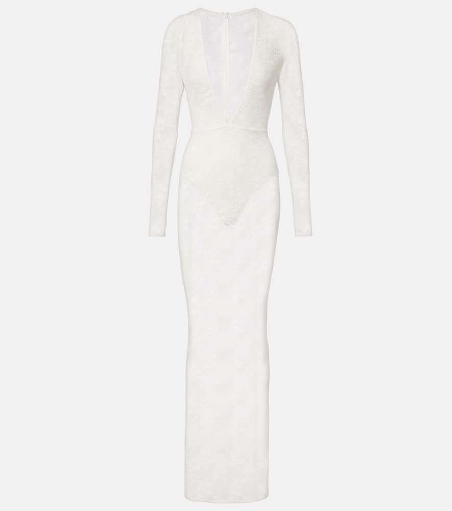 

Свадебное платье из шифона с кружевом Alex Perry, White