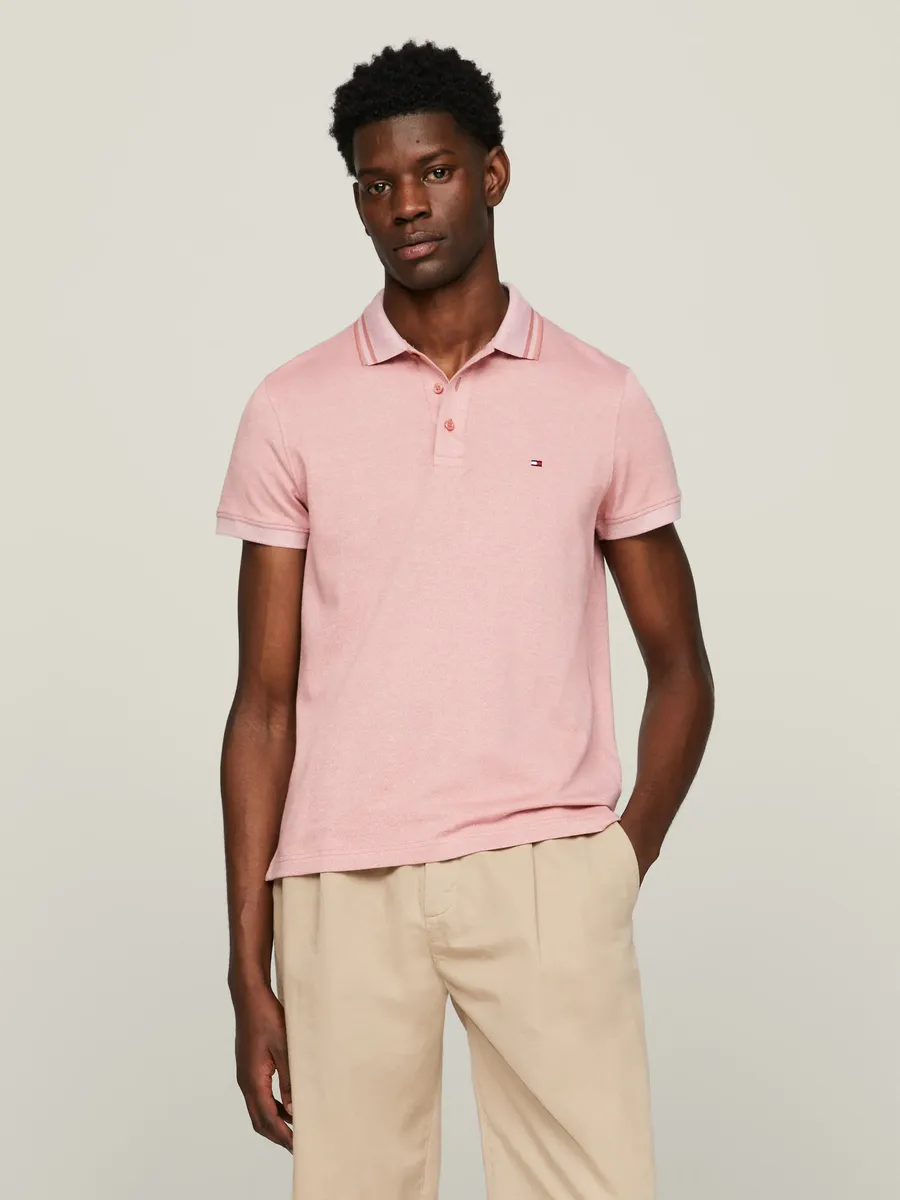 

Рубашка-поло Tommy Hilfiger "PRETWIST MOULINE SLIM FIT POLO", в крапинку, цвет Teaberry Blossom / White