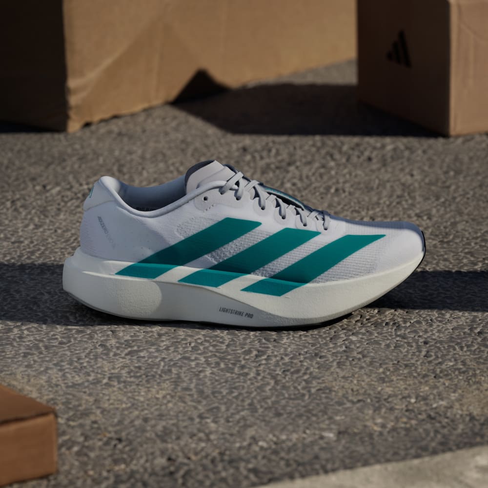 Кроссовки Adidas Adizero EVO SL Shoes, цвет Cloud White/Pure Teal/Grey Two — фото 2
