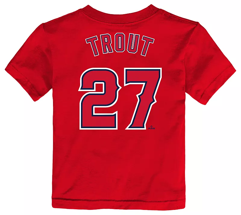 Красная футболка Nike Toddler Los Angeles Angels Mike Trout #24 — фото 3