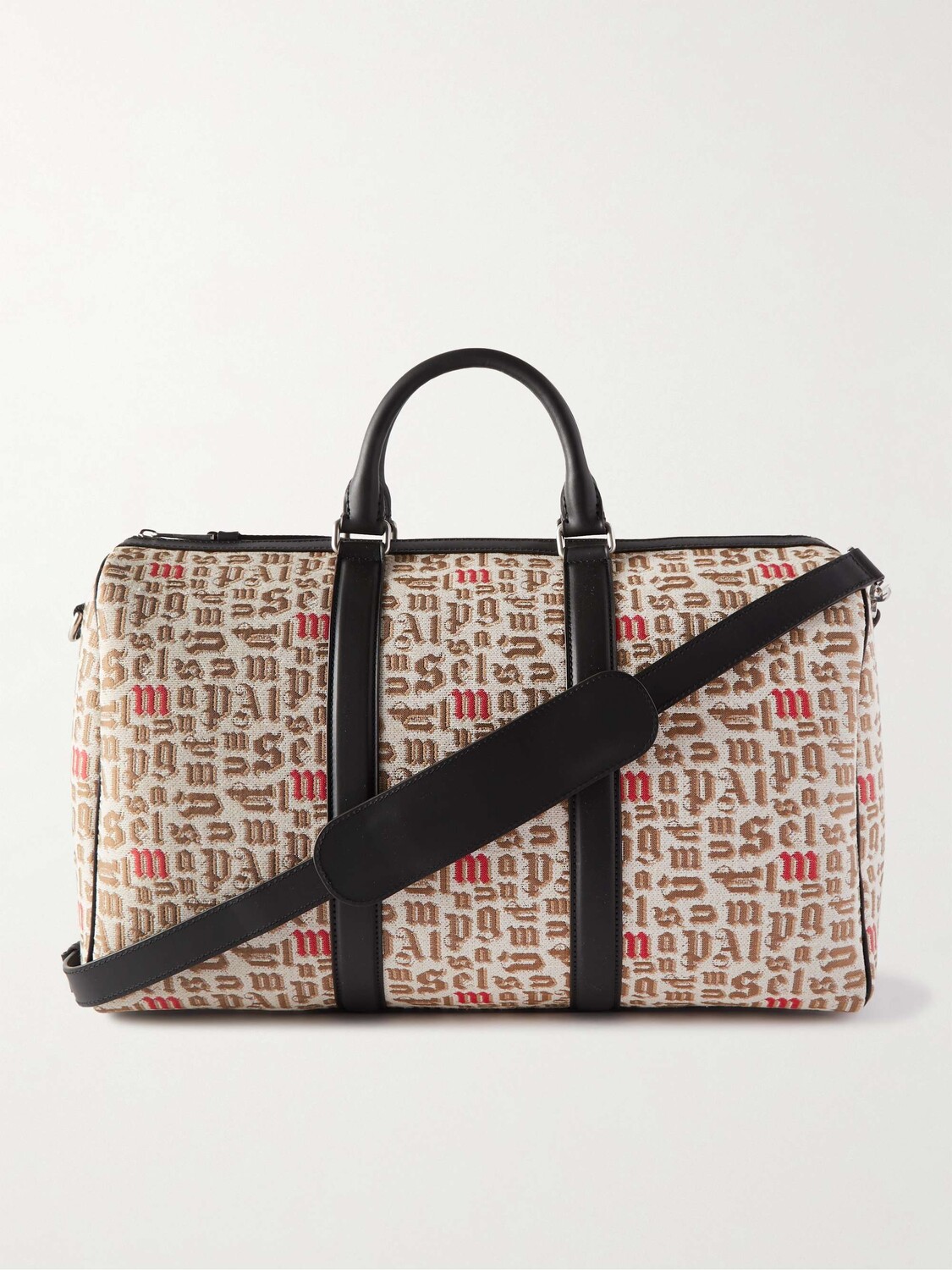 

8 Сумка выходного дня Moncler Palm Angels с кожаной отделкой и жаккардовым логотипом MONCLER GENIUS, бежевый