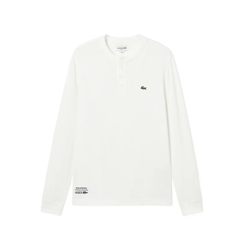 Футболка мужская с воротником хенри умеренного прямого кроя LACOSTE, 70V/Ecru