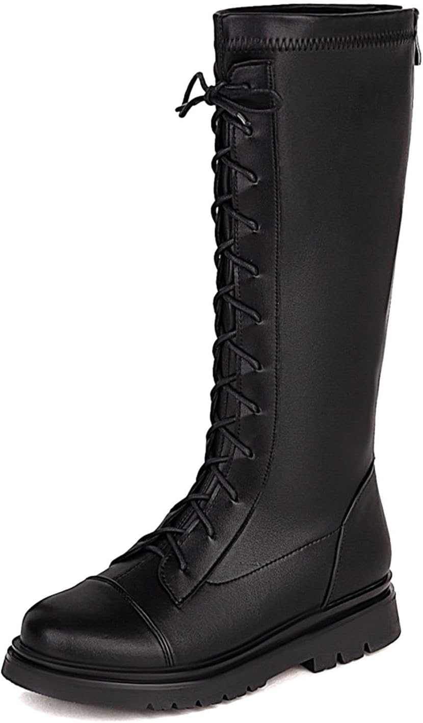 

Generic Детские сапоги для девочек до колена, с молнией и шнуровкой, боевые сапоги 2025 года, модные кожаные школьные сапоги, панк-готика, белые ботильоны, на возраст 4-12 лет