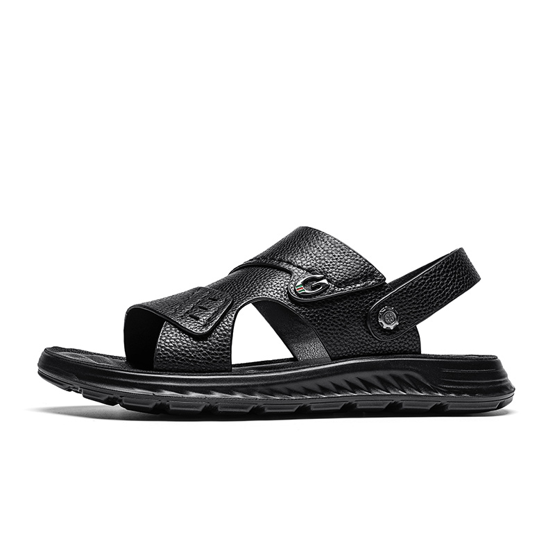 

CALIFBULL Пляжные сандалии мужские черно-коричневые, цвет Black[Leather Shoe Size: Size 40 in This Model = Athletic Shoes 41]