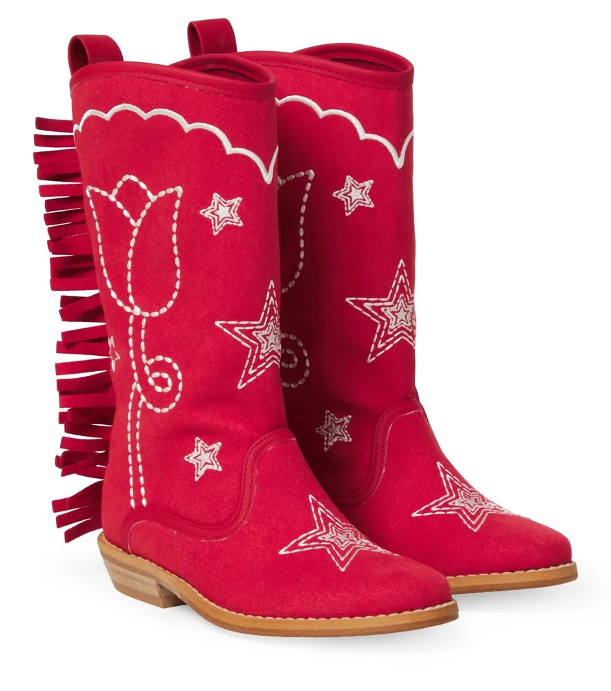Вышитые ковбойские сапоги с бахромой Stella McCartney Kids, красный