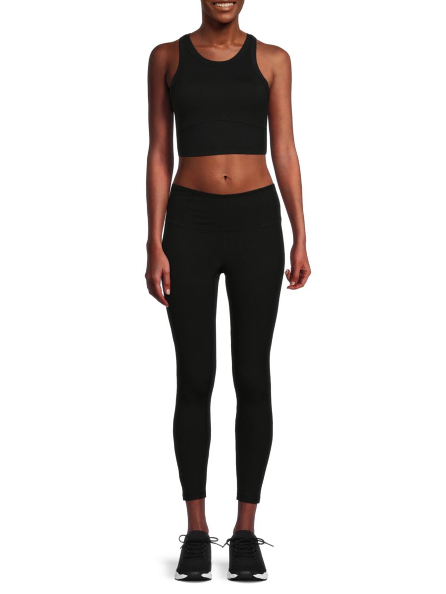 

Комплект из двух предметов: однотонный укороченный топ и леггинсы Harmony and Balance, черный