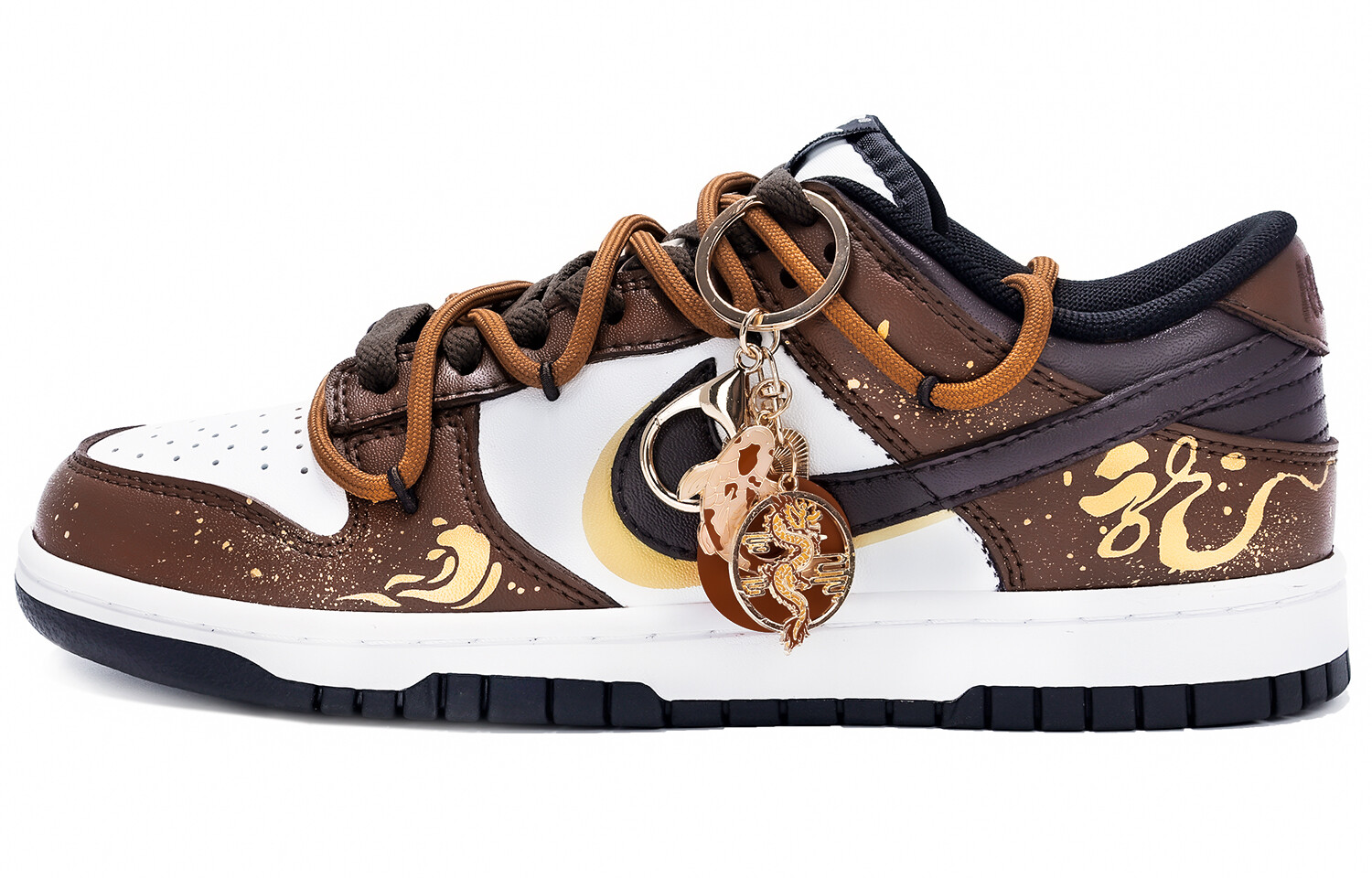 

Кроссовки Nike Dunk Skateboarding Shoes Women's Low-top Brown/white/gold, цвет Chestnut