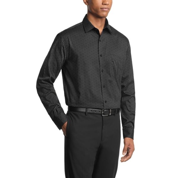 

Мужская облегающая рубашка из ультрамнущегося материала Van Heusen, цвет black print