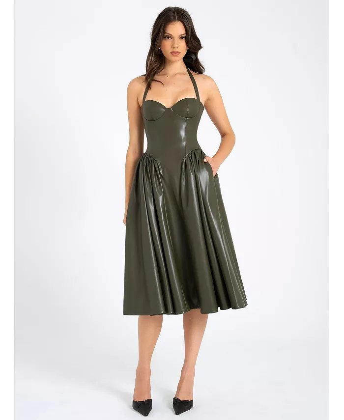 

Женское платье Eliana Olive из искусственной кожи Miss Circle, зеленый