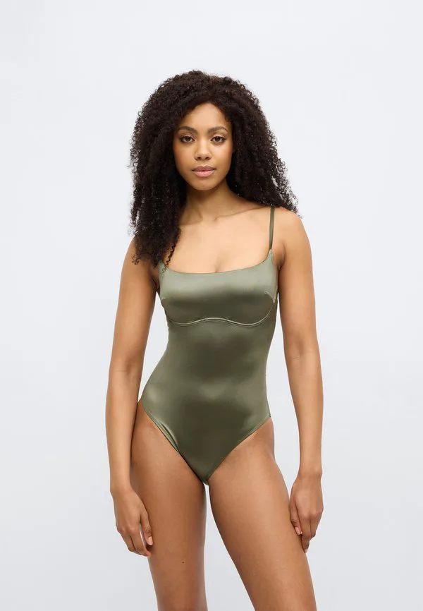 Цельный купальник с блестящим верхом Calvin Klein Swimwear, Brush Green — фото 3
