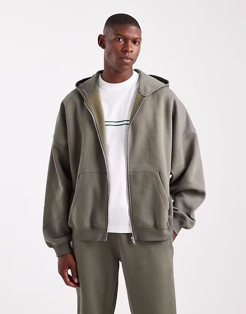 

Толстовка Essentials Extreme Oversize на молнии цвета хаки Asos Design