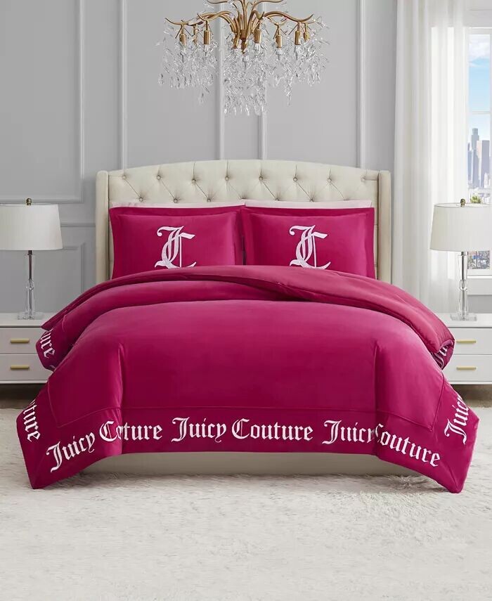 

Двусторонний комплект бархатных одеял, полный/королевский размер Juicy Couture, розовый