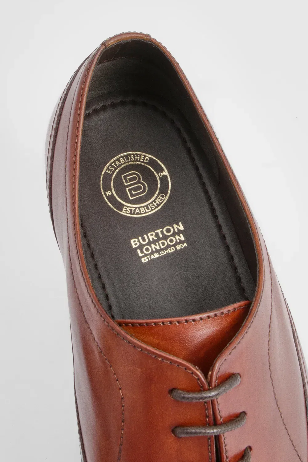 Оксфорды из натуральной кожи с мысом Burton, бежевый — фото 4