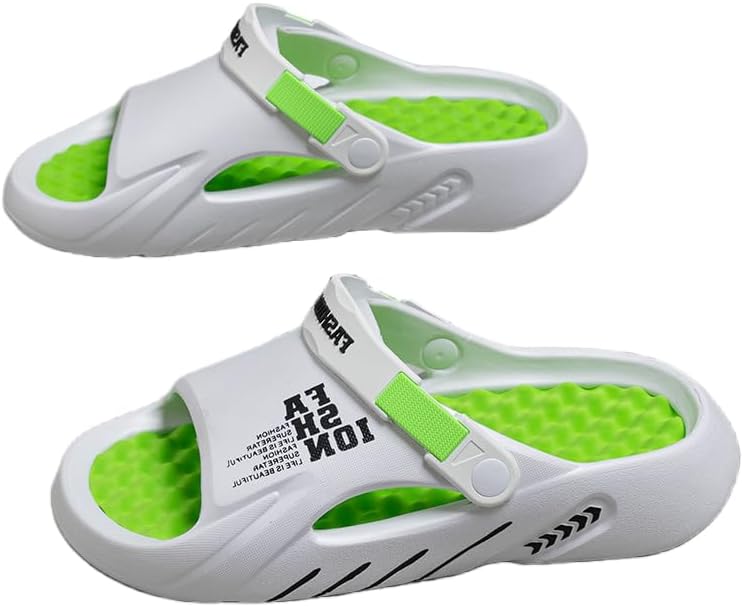 

Мужские модные тапочки больших размеров с мягкой подошвой, легкие для дома и душа, противоскользящие пляжные шлепанцы, уютные тапочки, массажные сандалии из ЭВА Generic, белый