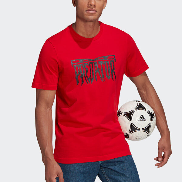 Футболка adidas Predator Logo Soccer/Football Training Athleisure Casual Sports Breathable Short Sleeve Red, красный — фото 3