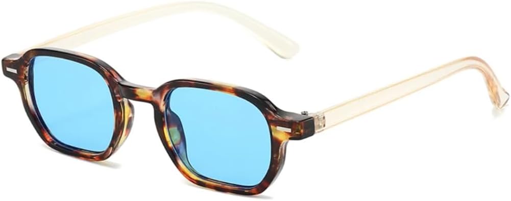 

Модные квадратные солнцезащитные очки конфетных цветов для женщин, защита от УФ-излучения UV400, винтажные заклепки, для мужчин, градиентный леопардовый принт TVTBBVV, Leopard C Blue