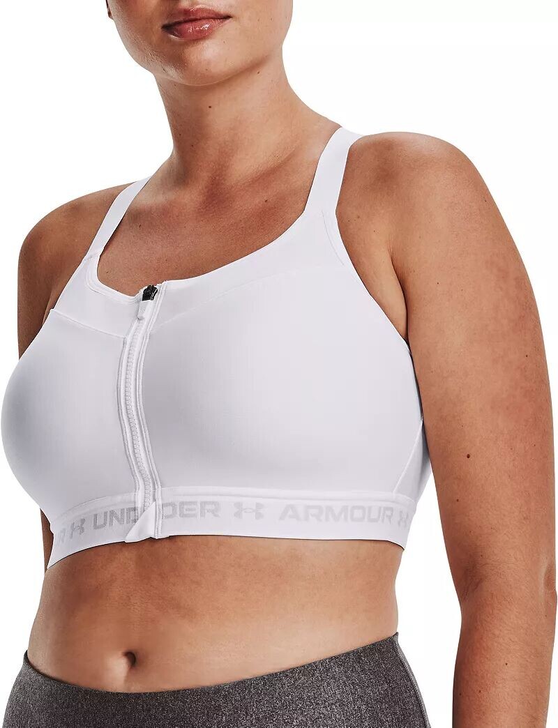 

Женский спортивный бюстгальтер с высокой молнией и перекрестной спинкой Under Armour, белый