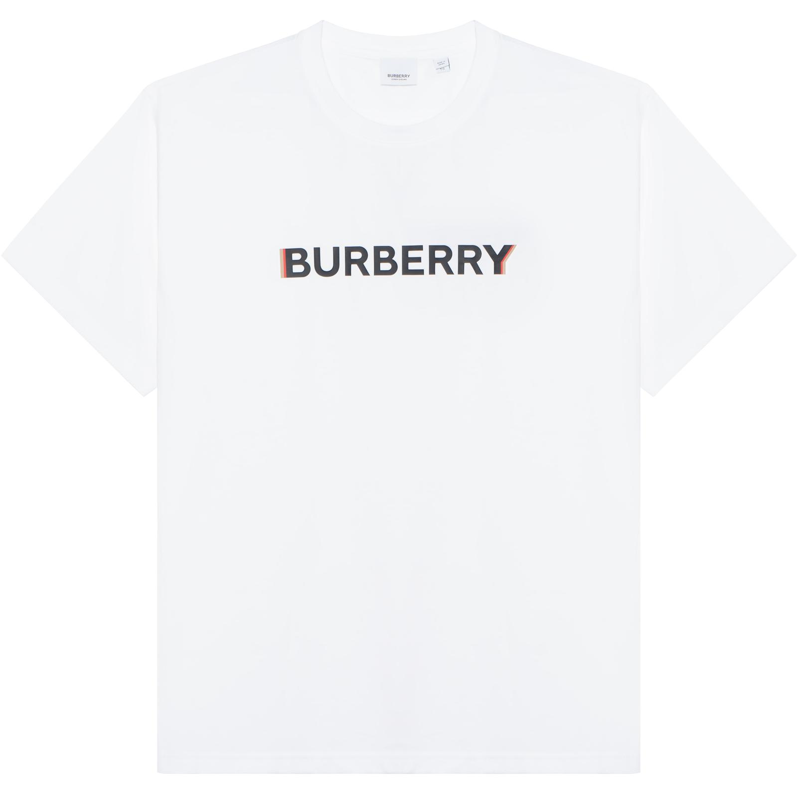 Футболка оверсайз женская, белый, с принтом логотипа Burberry, белый — фото 4