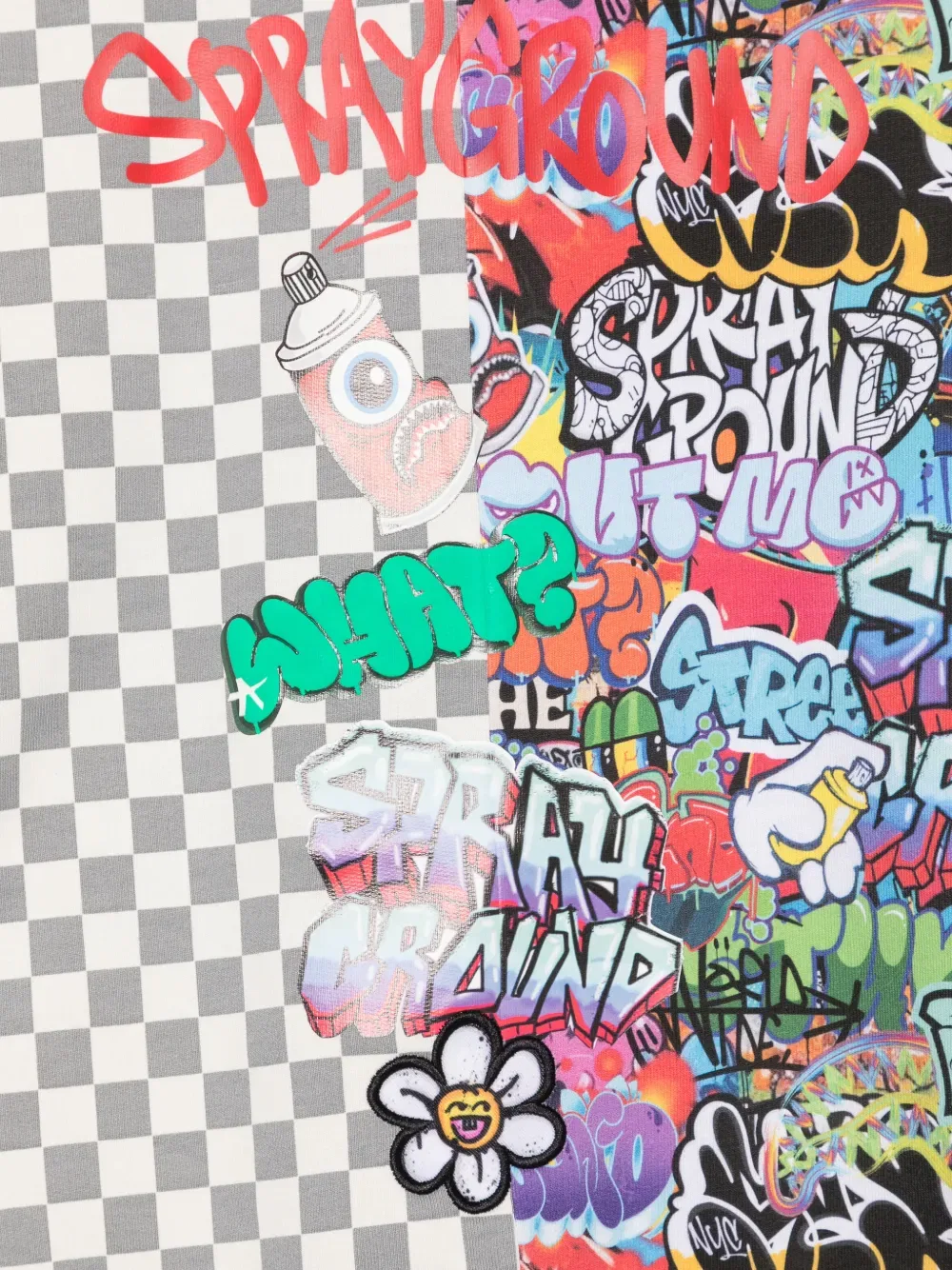 Толстовка с клетчатым принтом и граффити Sprayground, серый — фото 3