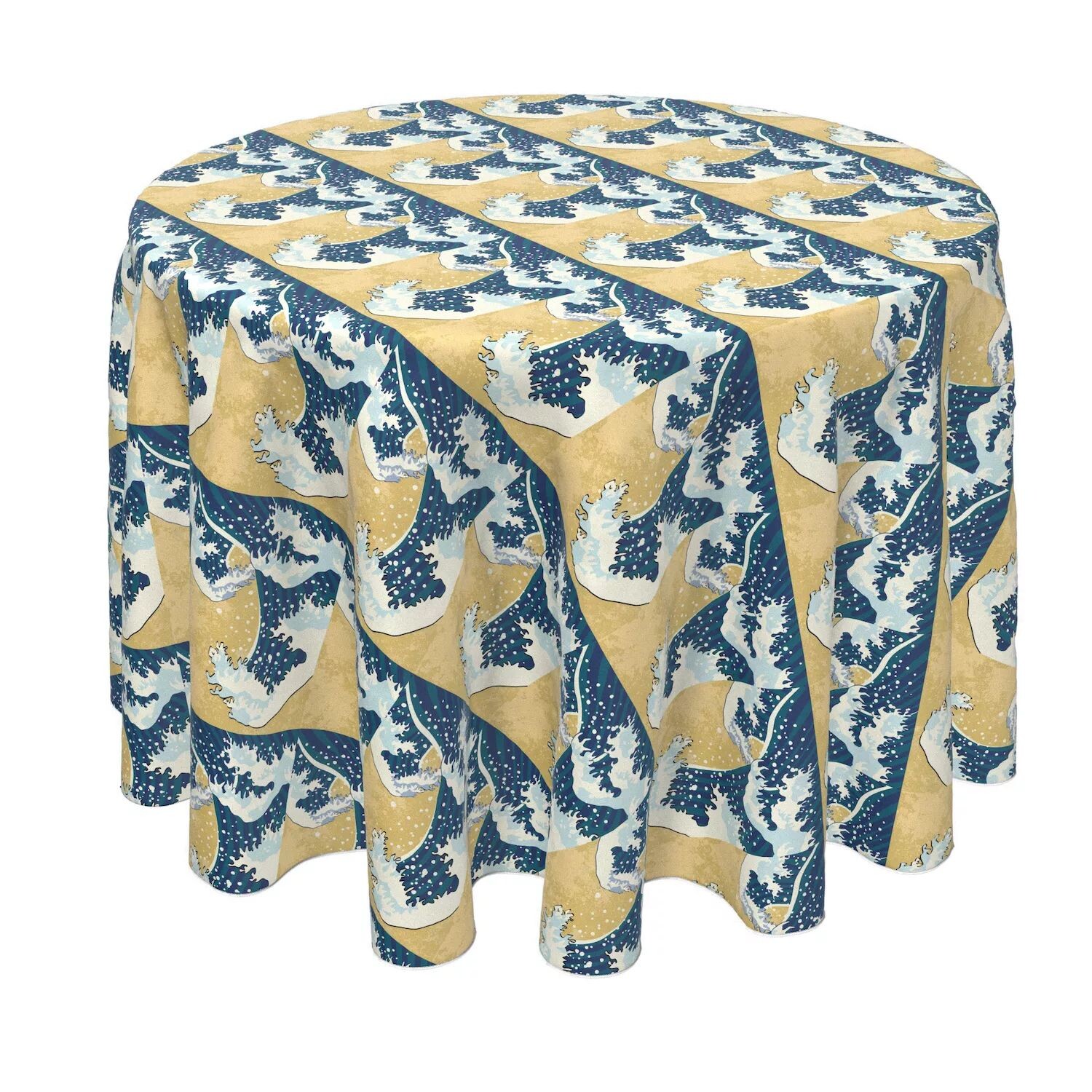 

Круглая скатерть, 100% полиэстер, 70 дюймов, круглая, японская волнистая роспись.