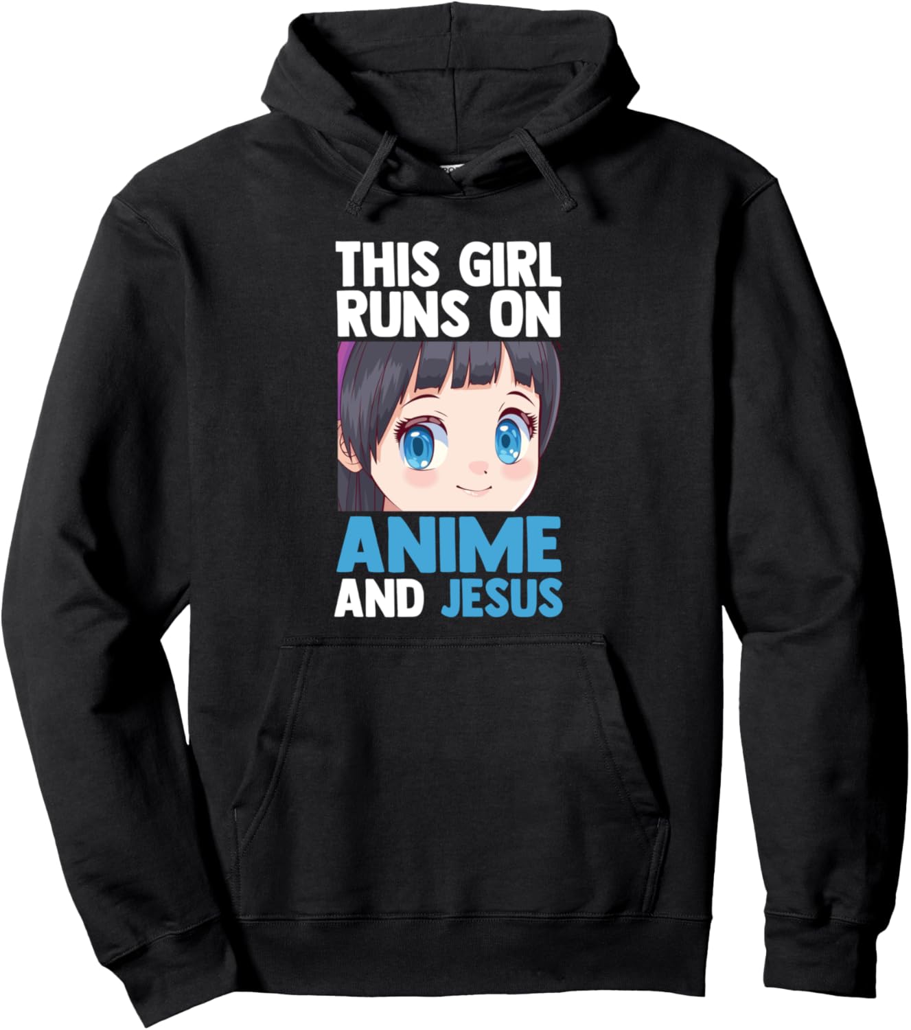 

Эта девушка живет на аниме и Иисусе. Худи Anime Goods Anime Merchandice & Jesus Gift, черный