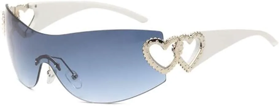 

Солнцезащитные очки FUK с цельной безрамочной конструкцией и двойными дужками, интегрированные линзы, защита от УФ-излучения, White Foot Blue Grey Flakes