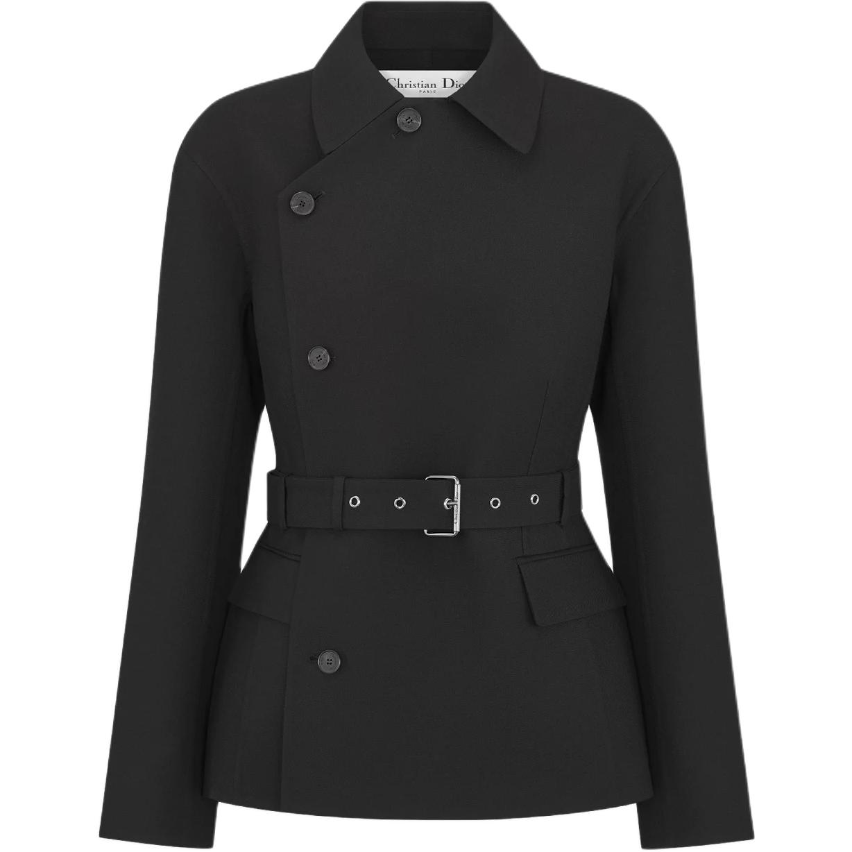 

DIOR Христианская застёгивающаяся на пуговицы куртка с поясом, Black