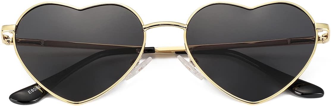 

Поляризованные солнцезащитные очки NIDOVIX в форме сердца для женщин, винтажный стиль, милые и очаровательные солнцезащитные очки с металлической оправой и защитой от УФ-излучения UV400, A6 Gold/Grey