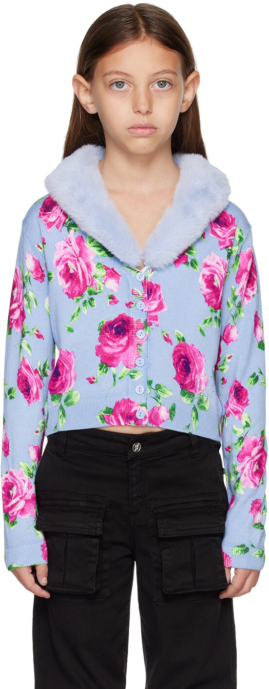 

Детский синий цветочный кардиган Miss Blumarine