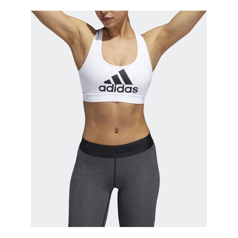 (WMNS) Спортивный бюстгальтер Adidas Don't Rest Badge of Sport Bra 'White Black' — фото 3