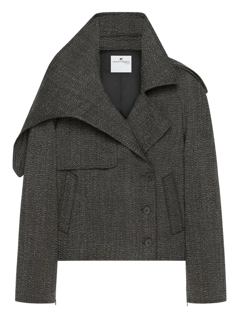 

Укороченная куртка с большим воротником Courrèges, серый
