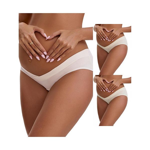 

3 пачки женских хлопковых низких трусиков под живот для беременных Inspire Chic, Beige Light Pink