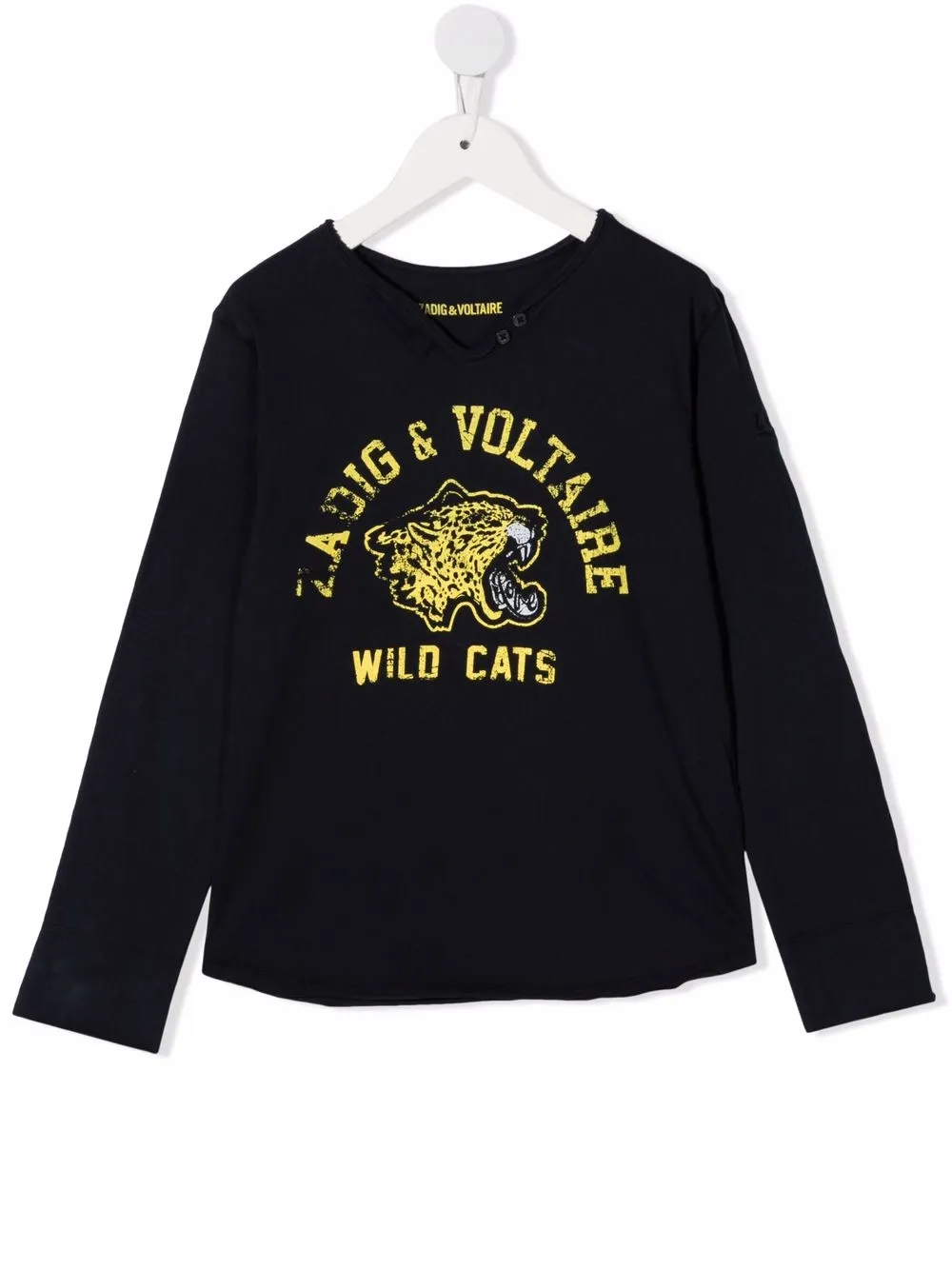

Футболка Wild Cats с длинными рукавами и графичным принтом Zadig & Voltaire Kids, синий