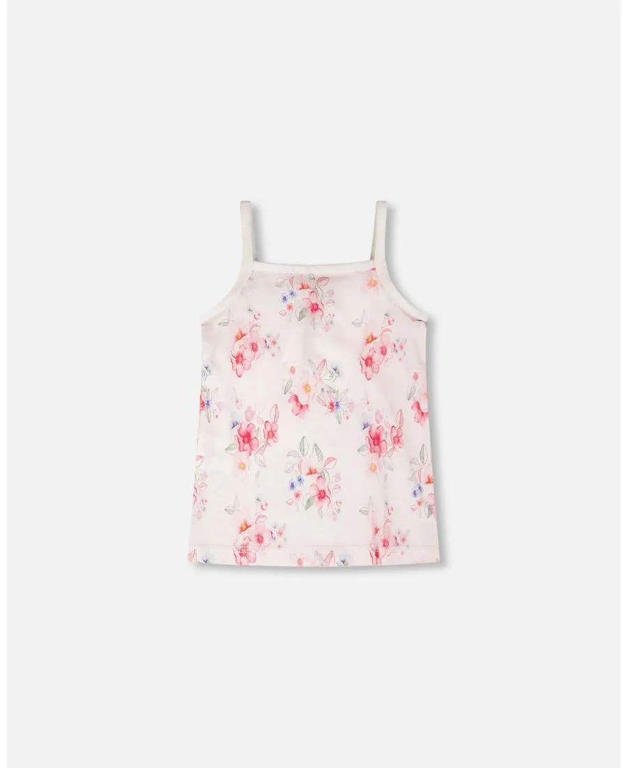 Детское хлопковое нижнее белье-майка с цветочным принтом Deux par Deux, розовый printed flowers — фото 2